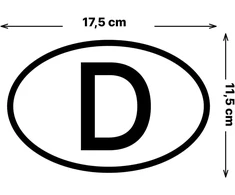 Generic Vokietijos D ženklas magnetinis numerio ženklas 17.5x11.5cm juodai baltas