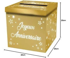 Générique taupyklė urna aukso spalvos metallic happy birthday 20cm (x1)