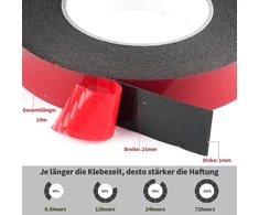Generisch dvipusė lipni juosta, ypač stipri, 25 mm x 10 m montavimo juosta, vandeniui atspari ir aukštai temperatūrai atspari putų juosta sienoms, automobiliui, led juostelėms, namų dekoravimui ir biurui