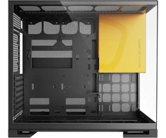 Geometric Future M5 tempered glass mid tower, E-atx/atx žaidimų kompiuterio korpusas, 1.2 mm plienas, type-c, įrankių nereikalaujantys paneliai, palaiko 420/360 radiatorių, dviguba kamera, juodas/geltonas, Geo-m5-by