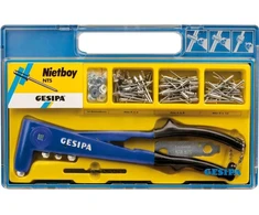 Gesipa kniedžių replių rinkinys Rivet Boy Nts su 100 aklųjų kniedžių, kurių skersmuo 4 mm, dėkle, tinkamas aklosioms kniedėms, kurių skersmuo 2,4, 3,2, 4,0, 4,8 ir 5,0 mm | Pirkti kniedžių reples, aklųjų kniedžių reples, pop kniedes