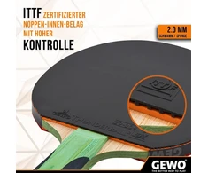 Gewo Cs Energy Carbon Pro stalo teniso raketė - Ittf patvirtinta - anglies pluošto raketė su kontrole ir didelėmis sukimosi savybėmis, įgaubta, 2,0 mm kempinė
