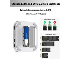 Gewokliy Mac Mini M4 dokas, aliumininis Mac Mini šakotuvas ir stovas, skirtas Mac Mini M4 ir M4 Pro 2024 su M.2 Nvme Ssd dėklu, dvigubi Usb-a 10gbps, Sd/tf kortelių skaitytuvai, Usb 2.0 │mac Mini priedai