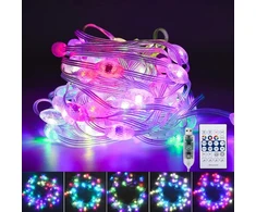 Geyueya Home 10 m Led dekoratyvinės lemputės su kištuku, 66 Led Rgbic dekoratyvinės lemputės su nuotolinio valdymo pulteliu Usb ir Bluetooth, lauko vidaus sodo terasos Helovino Kalėdų dekoracija