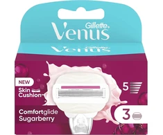 Gillette Venus Comfortglide Sugarberry keičiamosios skutimosi galvutės moterims su 5 ašmenimis (3 vnt.)