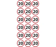 Gimtadienio lipdukai 20 metų | 54 vnt. pakuotė | Apvalūs gimtadienio lipdukai "pasidaryk pats"