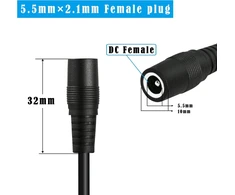 Gintooyun 2 vnt. Dc Y skirstytuvo kabelis 18awg Dc 5,5 mm x 2,1 mm moteriška į dvigubą Dc 5,5 mm x 2,1 mm moterišką ilgintuvą, skirtas Cctv apsaugos kamerai, Led šviesos juostai ir kt. (0,29 m)