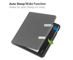 Giopuey dėklas, suderinamas su Kobo Libra Colour, atverčiamas dėklas, pu oda + minkštas tpu dėklas, automatinis užmigdymas/pabudimas, 360° apsauga, pilkas