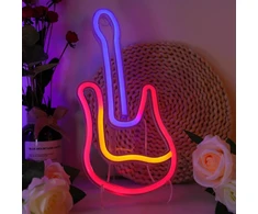 Gitara neoninis ženklas, muzikos natų neoninis ženklas, neoninė naktinė lemputė, neoninė lempa su 2 kabliukais, maitinama baterijomis arba usb neoninė lemputė, muzikos neoninė lemputė, neoninė meno lemputė, roko lemputės ženklas namams, miegamojo dekoras
