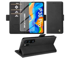 Giyer dėklas, skirtas huawei p30 pro su ekrano apsauga, stovo funkcija, kortelių skyriumi, pinigine, aukščiausios kokybės odinis apsauginis dėklas, p30 pro atverčiamas dėklas, smūgiams atsparus atverčiamas dėklas, skirtas huawei p30