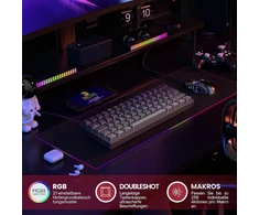 Gk61 s karšto keitimo mechaninė žaidimų klaviatūra - 62 klavišų daugiaspalvis rgb led apšvietimas, skirtas pc/mac žaidėjams - iso vokiečių išdėstymas (gateron Mechaninė Raudona, juoda)