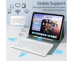 Gkabxy dėklas su klaviatūra, skirtas ipad (a16) 10/11 kartos, 10.9/11 colių, (2022/2025), minkštas tpu galinis dėklas su rašiklio laikikliu, magnetinė nuimama bluetooth klaviatūra, qwertz išdėstymas, night žalias