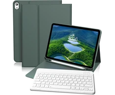 Gkabxy dėklas su klaviatūra, skirtas ipad (a16) 10/11 kartos, 10.9/11 colių, (2022/2025), minkštas tpu galinis dėklas su rašiklio laikikliu, magnetinė nuimama bluetooth klaviatūra, qwertz išdėstymas, night žalias