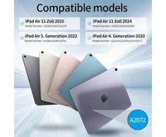 Gkabxy dėklas su klaviatūra, skirtas ipad air 11 colių (m3/m2) 2025/2024, ipad air 5 4-os kartos – įkraunama bluetooth klaviatūra, qwertz išdėstymas, pilka
