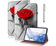 Glandotu dėklas, skirtas redmi pad pro 12.1 2024, folio atverčiamas odinis apsauginis dėklas su rašiklio laikikliu, stovu ir piniginės uždangalu, skirtas redmi pad pro 12.1 planšetiniam kompiuteriui - red rose