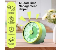 Glasflength vizualinis laikmatis 60 minučių, atgalinio skaičiavimo laikmatis vaikams ir suaugusiems, mechaninis užvedamas 79 x 39 mm, magnetinis virtuvės laikmatis kepimui, sporto salei, mokyklai (žalias)