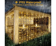 Glaxcidy šviesos užuolaida vidaus patalpoms 3 m x 3 m, 300 led saulės energijos užuolaidų šviestuvas 8 režimai su nuotoliniu valdymu, vandeniui atsparios girliandos užuolaida vidaus dekoravimui, kalėdoms, miegamajam, vakarėliui, vestuvėms, šilta balta