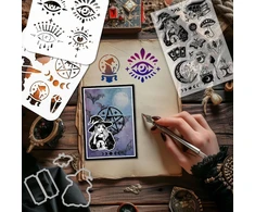 Globleland magiškos raganystės štampų ir iškirtimo formų rinkinys kortelių gamybai būrimo įrankių štampai ir trafaretas magiškos akies apskritimo spalvos įspaudimo trafaretas "pasidaryk pats" scrapbooking amatų albumų priedams