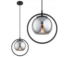 Pakabinamas šviestuvas Globo Lighting Pakabinamas lubinis šviestuvas žiedas stiklinis gaublys grafitas Saturn