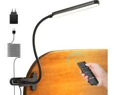 Glocusent 38 led spaustuvinis šviestuvas, akims nekenksminga prisegama stalinė lempa vaikams, tolygus pritemdymas 5 spalvų ir 5 ryškumo lygių, stabilus spaustukas ir lankstus žąsies kaklas, puikiai tinka skaitymui