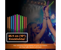 Glow Fever šviečiančių lazdelių rinkinys vakarėliui - 25 cm šviečiančios lazdelės vakarėliams lauke, šviečiantis tamsoje vakarėlis, neoninis vakarėlis ir daugiau šviečiančių lazdelių iš Party Dragon - mišrios, 100 vnt.
