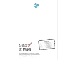 Glücksschmiedin - sveikinimo atvirukas su elastine apyranke juodos ir sidabrinės spalvos kriauklės pakabuku, rankų darbo