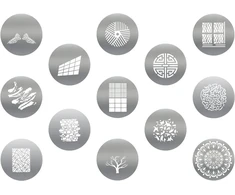 Gobo rinkiniai, skirti godox aliuminio lydinio optiniam kūginiam snoot, 13 x gobo grafikos kortelių metalinės plokštelės su tuščiaviduriais raštais meniniams specialiesiems efektams, fotografijos priedai, skirti gobo projektoriui bowens