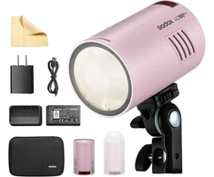 Objektyvas Godox Rožinės spalvos Ad100pro rinkinio blykstė fotografijai, 100ws 2.4g belaidė Hss 1/8000s lauko blykstė, 2600 Mah baterija 0.01, Ttl Hss, lengva, nešiojama, kompaktiška, skirta fotoaparatui, modeliavimo lemputė