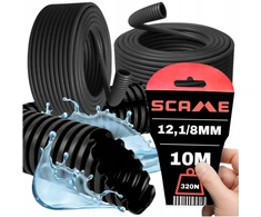 Gofruotas vamzdis kabeliams Peszle, kietas, tvirtas Pvc Fi 12,1/8mm 320n 10m Scame