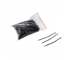 Gofruotos plaukų segtukai su vienu rutuliuku - juodi - 6 cm - 100 vnt.