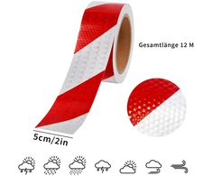 Goiehir 12 m x 5 cm atšvaitinė juosta, lipni atšvaitinė juosta, raudona / balta, įspėjamasis lipdukas, atšvaitinė juosta, įspėjamajam žymėjimui, sauga