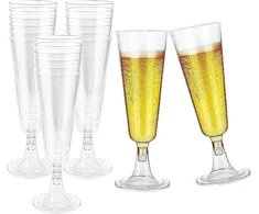 Goiehir 20 plastikinių šampano taurių rinkinys, 150 ml šampano taurės, plastikinės, daugkartinio naudojimo vestuvėms, vakarėliams