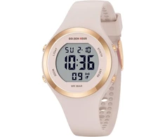 Golden Hour skaitmeninis laikrodis moterims, 5atm atsparus vandeniui sportinis chronografas su silikoniniu dirželiu, elegantiški sportiniai laikrodžiai moterims su data, šviesos efektu, lengvai įskaitomas ciferblatas