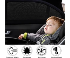 Goldge 2 vnt. universalūs automobiliniai saulės skydeliai šoniniam langui vaikams, apsauga nuo uv spindulių, vabzdžių, privatumo ir dulkių, tinkami automobilio galiniam langui 110 x 50 cm