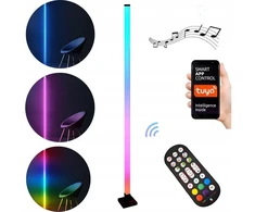 Goled Stovintis grindų šviestuvas tuba rgb juodas su nuotoliniu valdymu + valdymas tuya programėle