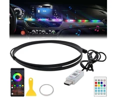 Gomety Automobilinis Led vidaus apšvietimas, 110 cm Rgb Usb prievado automobilio aplinkos apšvietimo Led juosta su programėlės valdymu ir nuotoliniu valdymu, 200 scenų parinkčių, neoninis dinamiškas vejantis muzikos sinchronizavimas dovanos vyrams moterim