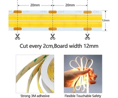 Goming 24 V 10 m dvigubos eilės Cob Led juosta šiltai balta 3000 K Led juosta 600 Led/m Led juosta lipni Cri 93+ didelis ryškumas 20000 lm ne vandeniui atspari Ip20 namų dekoravimui (maitinimo šaltinis neįtrauktas)