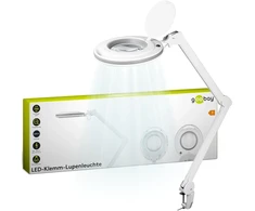 Goobay 60362 Led didinamasis šviestuvas su spaustuku / 9 W energijos sąnaudos / 127 mm krištolo stiklo lęšis / 6400 K spalvos temperatūra / 1,75x didinimas / 83–730 liumenų šviesos srautas / baltas