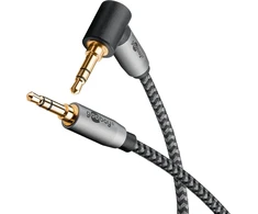 Goobay 65277 aux audio 0,5 m / 90 laipsnių kampo kištukas / 3,5 mm jack kabelis su tekstiline danga / tinka mobiliesiems telefonams, ausinėms, konsolei