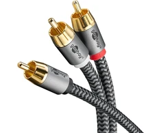 Goobay 65300 Rca Y kabelis 2 m / mono į stereo skaitmeninis koaksialinis kabelis / paauksuotos jungtys / audio kabelis Rca kištukas į 2x Rca kištukas