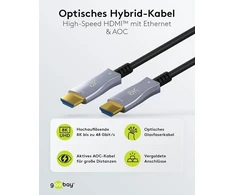 Goobay 65564 hdmi 2.1 (aoc) kabelis 80 m / 8k 60 hz ir 4k 120 hz šviesolaidinis kabelis / optinis hdmi kabelis, skirtas hdtv, projektoriui, monitoriui ir kt. / aktyvus av kabelis
