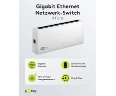 Šakotuvas Goobay 8 prievadų Gigabit tinklo jungiklis, 1000 Mbps