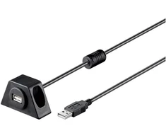 Goobay 93351 usb ilgiklis su laikikliu mp3 automagnetolai / usb 2.0 type a ilgiklis / 480 mbitų usb kabelis / juodas / 2 m