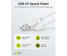 Goobay 96192 usb 2.0 hi-speed kabelis, baltas, 0.6m ilgio