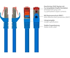 Good Connections Cat6 ethernet lan patch kabelis su fiksatoriaus apsauga rns, s/ftp, pimf, pvc, 250 mhz, gigabit palaikantis (10/100/1000-base-t ethernet tinklai), skirtas patch skydams, jungikliams, maršrutizatoriams, modemams