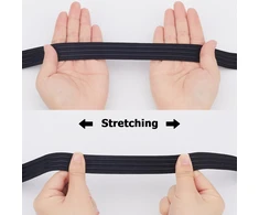 Gorgecraft 10 jardų 20 mm pločio neslystanti elastinė juosta tiesia linija, elastinė juosta su silikoniniu sukibimu, pagaminta iš tamprios gumos, elastinės juostos, diržas, juosmuo "pasidaryk pats" drabužių siuvimui, juoda