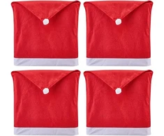 Gorgecraft 4 kėdžių užvalkalų rinkinys valgomojo kėdėms su raudona santa hat kepure, neaustinės medžiagos kėdės atlošo užvalkalas, nuimamas, plaunamas, skirtas vakarienei namuose, kalėdiniams banketams, šventėms