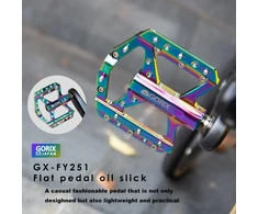 Gorix plokšti dviračio pedalai Oil Slick, platūs, lengvi su neslystančiais smaigalio kaiščiais, skirti plento, kalnų Mtb dviračiams (gx-fy251)