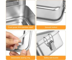 Goshies Bento dėžutė iš nerūdijančio plieno 1400 ml su skyrikliais ir sandarinimo žiedu, pietų dėžutė su skyreliais ir sandarinimo žiedu, nerūdijantis plienas su skyreliais