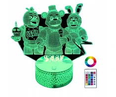 Gotie Naktinė stalinė lempa vaikams Fnaf Five Nights at Freddy's Led + Nuotolinio valdymo pultas